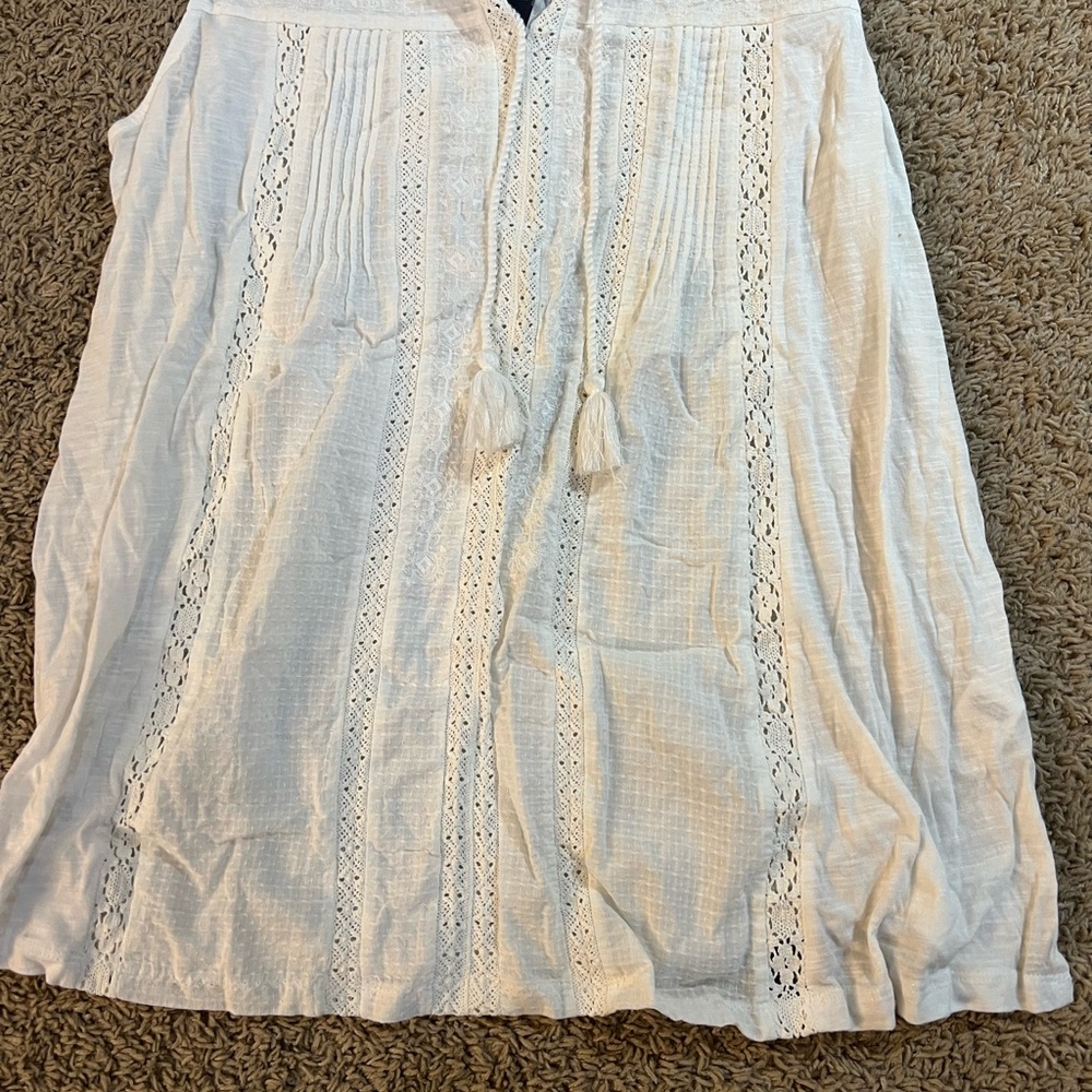 Lucky Brand White Sleeveless Boho Lace Tassel Top – 1X NWT - Picture 4 of 14